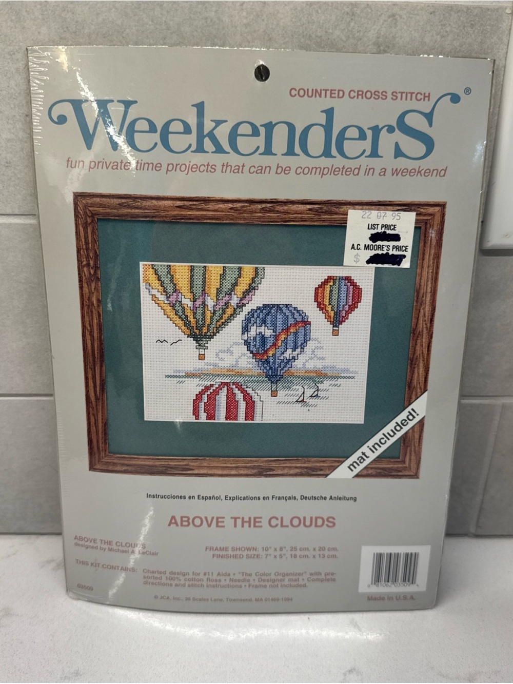 Weekenders hot air balloon counted cross stitch kit new unopened